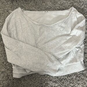 gray off the shoulder sweater